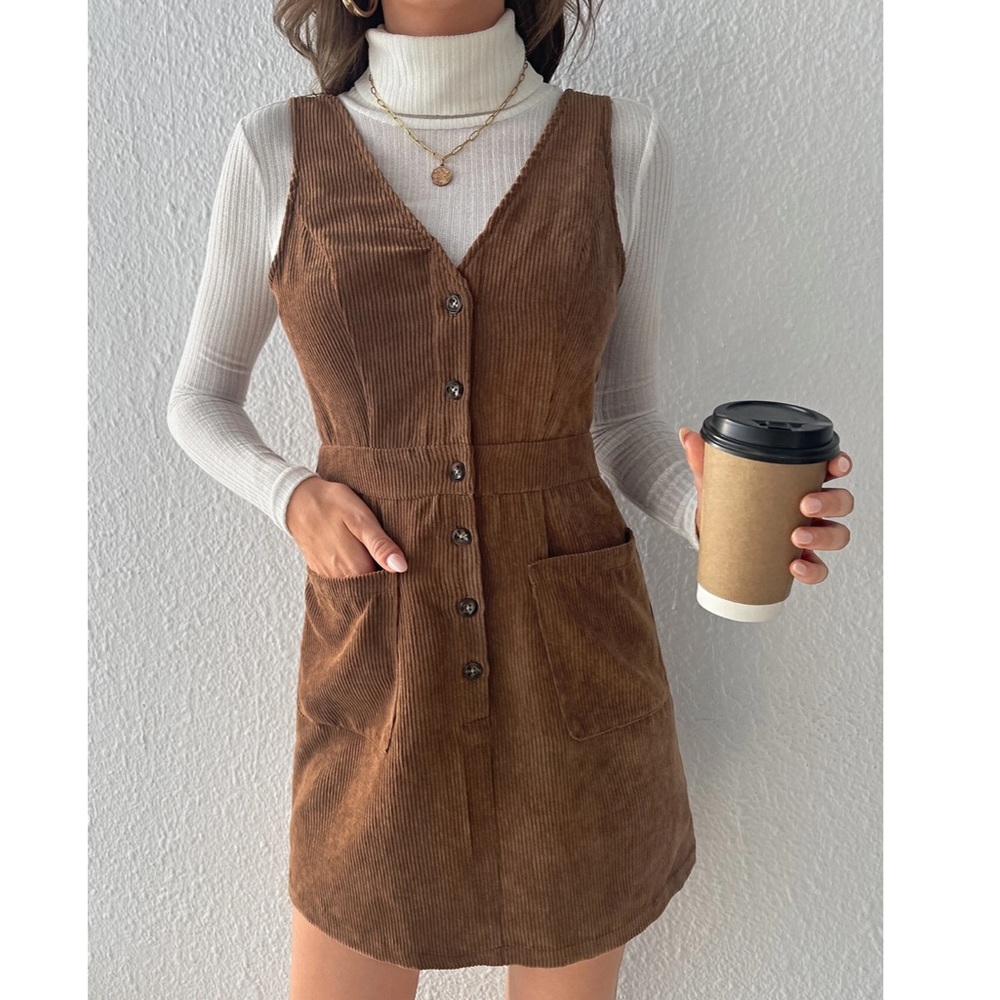 SHEIN Corduroy Pocket Dress